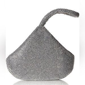 Jessica McClintock Womens Staci DIAMONTE Mesh Wristlet Pouch One Size, Silver